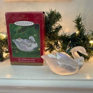 Hallmark Keepsake New Millennium Baby Swan with Baby Ornament
